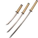 Balck Katana 3pc Set Samurai Sword with Display Stand, 1045 Medium Carbon Steel
