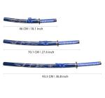 Sword Valley Loong Pattern Knife Three-Piece Suit - Samurai Sword with Display Rack - 36.8"+27.6"+18.1" - Blade Made Carbon Steel - Handmade Katana - Suitable for Collection (Blue)
