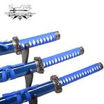 Sword Valley Loong Pattern Knife Three-Piece Suit - Samurai Sword with Display Rack - 36.8"+27.6"+18.1" - Blade Made Carbon Steel - Handmade Katana - Suitable for Collection (Blue)
