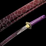 karwna Authentic Samurai Katana Sword Real Crack Pattern Purple Blade Sharp Functional High Carbon Steel for a Perfect Man's Gift Cosplay Decoration