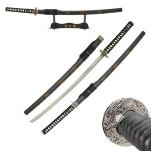 MASTER USA - Sword of Loyalty, Courage and Morality w/ Hand Carved Samurai Bushido Code on Scabbard, Includes Display Stand - SW-319, 41.5 Inches, Black