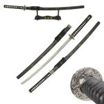 MASTER USA - Sword of Loyalty, Courage and Morality w/ Hand Carved Samurai Bushido Code on Scabbard, Includes Display Stand - SW-319, 41.5 Inches, Black