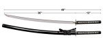 Cold Steel Warrior Series Katana Samurai Sword with Ray Skin Handle, Black Lacquered Wood Scabbard, Black Braid Cord and Brass Menuki, O Katana