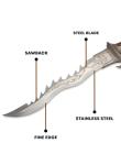 Fantasy Master – Fantasy Dragon Knife Display with Stand, Steel Blades w/ Etched Dragon, Black/Silver Cast Metal Handle, Wood Display Stand, Nylon Sheath, Fantasy, Swords, Collectible – FM-421B