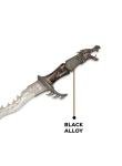 Fantasy Master – Fantasy Dragon Knife Display with Stand, Steel Blades w/ Etched Dragon, Black/Silver Cast Metal Handle, Wood Display Stand, Nylon Sheath, Fantasy, Swords, Collectible – FM-421B