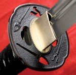 Cold Steel Warrior Series Katana Samurai Sword with Ray Skin Handle, Black Lacquered Wood Scabbard, Black Braid Cord and Brass Menuki, O Katana