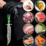 NoonKnives : Hand Made Damascus Steel Collectible gutt Bowie Knife Handle Camel Bone (green)