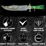 NoonKnives : Hand Made Damascus Steel Collectible gutt Bowie Knife Handle Camel Bone (green)