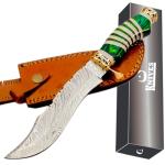 Handmade Damascus Steel Bowie Knife with Camel Bone Handle