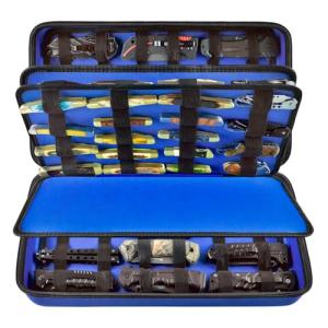 GWCASE Display Case for 66+ Pocket Knives. Folding Holder, Butterfly Storage Organizer, Roll Collection Pouch Carrier Bag for Survival Tactical Outdoor for EDC Mini Knife -Blue