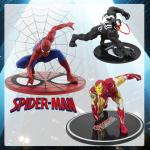 MINISO Anime Cartoon  Venom Spider-Man Iron Man Plastic Action Figure Model with pedestal Children Toys Boys Doll Gifts