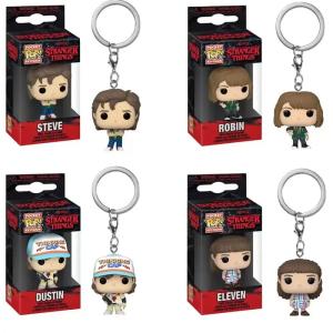 Funko Pop Pocket Pop Keychain Stranger Things Eleven Robin Barb Steve Dustin Key Ring Chain Model Toy Adults Children Gift Toys