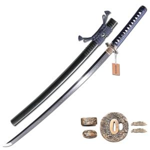 MURASAME Katana Sword Handmade T10 Steel Clay Tempered Real Hamon Razor Sharp Wave Theme