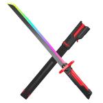 Cravonel Cyberpunk Neon Lightsaber Sword - 31.4 Inch LED Light Saber with Steam Effect, Motion Activated Sound, 7-Color Changing RGB Blade for Cosplay, Dueling