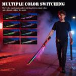 Cravonel Cyberpunk Neon Lightsaber Sword - 31.4 Inch LED Light Saber with Steam Effect, Motion Activated Sound, 7-Color Changing RGB Blade for Cosplay, Dueling