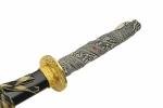 SZCO 42" Shining Dragon Samurai Sword – Handmade Highlander Japanese Katana with 1045 Carbon Steel Blade, Dragon Handle, Red Gem & Wood Scabbard – Collectible Japanese Sword for Display
