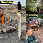 NoonKnives: custom Hand Made Damascus Steel Collectible wavy dagger Knife Handle bull horn with Brass Inserts (Black)