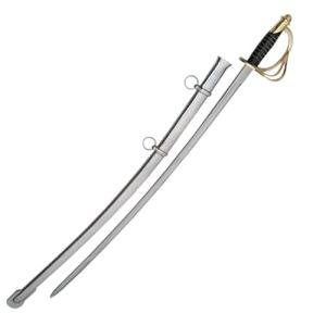 SZCO 27” Cavalry Saber Sword - Carbon Steel Blade Medieval Sword, Fencing Sword with Brass Guard and Pommel - Replica Swords for Adults & Collectors