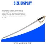 SZCO 27” Cavalry Saber Sword - Carbon Steel Blade Medieval Sword, Fencing Sword with Brass Guard and Pommel - Replica Swords for Adults & Collectors
