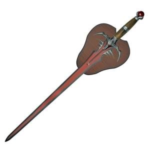 Szco 42.5" Dragonborn Fantasy Sword – Red & Black Decorative Blade with Wooden Handle & Wall Plaque – Collectible Display Sword for Cosplay, Wall Mount, Medieval Decor, and Gifts