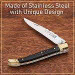 Kings County Tools Laguiole Le Fidele Pocket Knife for Men and Women - 7.9” Handmade Stainless Steel French Folding Knife with Ebony Wood Handle - Luxury Collector Knives