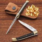 Kings County Tools Laguiole Le Fidele Pocket Knife for Men and Women - 7.9” Handmade Stainless Steel French Folding Knife with Ebony Wood Handle - Luxury Collector Knives