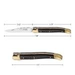 Kings County Tools Laguiole Le Fidele Pocket Knife for Men and Women - 7.9” Handmade Stainless Steel French Folding Knife with Ebony Wood Handle - Luxury Collector Knives