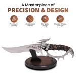 Rite Edge 16" Talon Dagger - 9" 420 Steel Blade with Zinc-Alloy Handle and Wood Display Stand - Decorative Fantasy Knife for Collectors