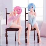 Re:Zero Pyjama Rem and Ram Seated Pose Figure Anime Collectible Nightwear Ver.
