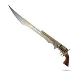 MASTER USA Civil War Collectible Decorative Revolver Sword, 27 Inch Overall Length, Stainless Steel Blade with Ornate Engravings, Pistol Design Handle, Includes Nylon Sheath - SMB-110SWD
