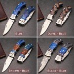 Custom Damascus Pocket Knife - Folding Outdoor Tool