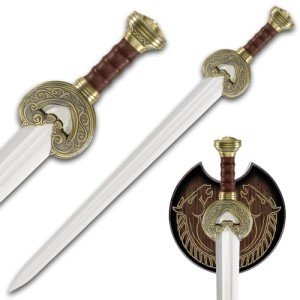 United Cutlery Lord of The Rings Sword of King Theoden | Officially Licensed Herugrim LOTR Replica & Collectible | Display Plaque Included | 27.5" Stainless Steel Blade