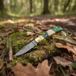Damascus SZCO Handmade 4" Folding Knife – Green Wood & Bone Handle, Brass Bolster & Lockback Pocket Knife with Filework – EDC Hunting & Collector’s Knife