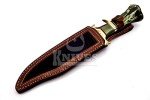 NoonKnives : Hand Made Damascus Steel Collectible gutt Bowie Knife Handle Camel Bone (green)