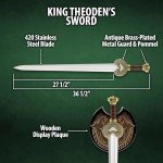 United Cutlery Lord of The Rings Sword of King Theoden | Officially Licensed Herugrim LOTR Replica & Collectible | Display Plaque Included | 27.5" Stainless Steel Blade
