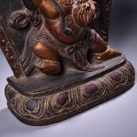 13"Tibetan Temple Collection Old Lapis Lazuli Outline in gold Painted sword Vajra Buddha Buddhist niche Worship Hall Town house