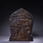 13"Tibetan Temple Collection Old Lapis Lazuli Outline in gold Painted sword Vajra Buddha Buddhist niche Worship Hall Town house