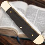 Salvation Trapper Pocket Knife | Spiritual-Themed Design with John 3:16 Etching | Mirror-Polished Stainless Steel Blades | Black Buffalo Horn Handle with Inlaid Cross | 4" Closed Length