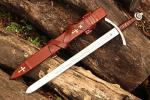 WAZIR Crafts 38” Handmade Knights Templar Steel Sword with Scabbard | Full Tang Medieval Replica | Collectible Display or Gifting