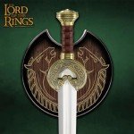 United Cutlery Lord of The Rings Sword of King Theoden | Officially Licensed Herugrim LOTR Replica & Collectible | Display Plaque Included | 27.5" Stainless Steel Blade