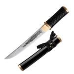 Handmade Royal Japanese Chrysanthemum Blade Tanto Short Katana Samurai Real 13 Inch 1065 Spring Steel Blade Steel Full Tang Traditional System Copper Koshigatana (Black)