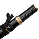 Handmade Royal Japanese Chrysanthemum Blade Tanto Short Katana Samurai Real 13 Inch 1065 Spring Steel Blade Steel Full Tang Traditional System Copper Koshigatana (Black)