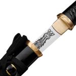 Handmade Royal Japanese Chrysanthemum Blade Tanto Short Katana Samurai Real 13 Inch 1065 Spring Steel Blade Steel Full Tang Traditional System Copper Koshigatana (Black)