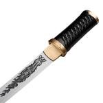 Handmade Royal Japanese Chrysanthemum Blade Tanto Short Katana Samurai Real 13 Inch 1065 Spring Steel Blade Steel Full Tang Traditional System Copper Koshigatana (Black)