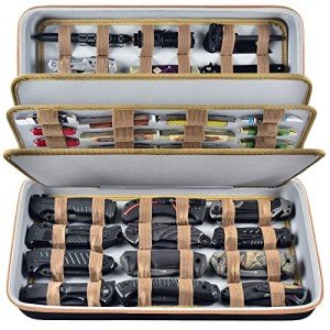 Knife Display Case for 64+ Pocket Knives, Butterfly Knife Storage Box, Folding Knives Organizer Holder, Knives Collection Organized Carrier for Survival, Tactical, Outdoor, EDC Mini Knife (Black)