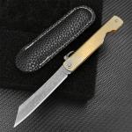 Higonokami Mini Pocket Folding Knife  Damascus  Steel Blade Copper Handle Outdoor Tactical Camping Knife Hunting Collection Tool
