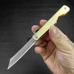 Higonokami Mini Pocket Folding Knife  Damascus  Steel Blade Copper Handle Outdoor Tactical Camping Knife Hunting Collection Tool