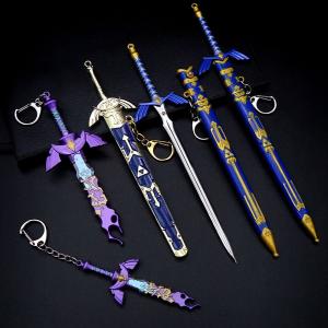 22cm Master Sword Keychain Link Tears of the Kingdom LoZ Game Peripherals Decayed Metal Weapon Models Crafts Collection Toys Boy