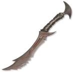 25-inch Skyrim Demon Sword Flame Knife with Wooden Display Stand, 65 Manganese Steel Full Tang Knife, Suitable for Role Playing and Display