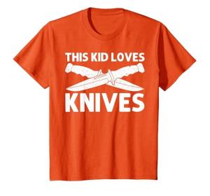 Cute Knife Design for Kids Boys Knife Collector Collection T-Shirt, Youth, Orange, Medium